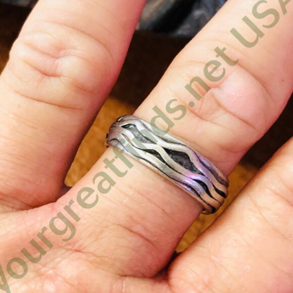 Very Time Worn Smooth Sterling Silver Band Ring Size 9.5 Thumb Ring - Picture 2 of 6